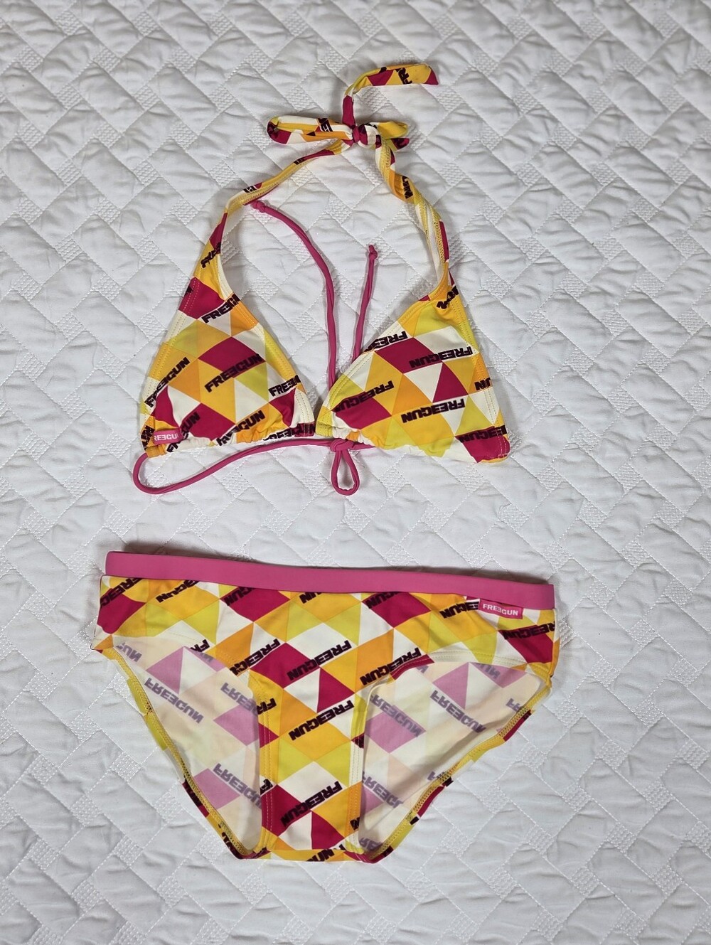 Freegun geometric print two-piece swimsuit S/M